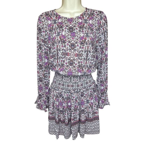 Shoshanna Smocked Waist Silk Floral Print Dress Size 4 - Picture 1 of 6
